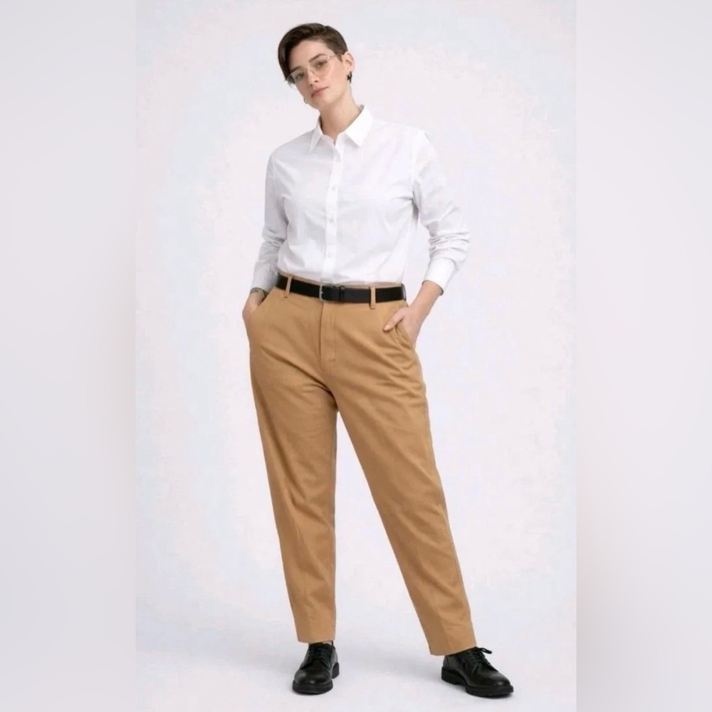 Wildfang Women's The Essential Trousers in Camel Khaki Straight Leg - Picture 1 of 15